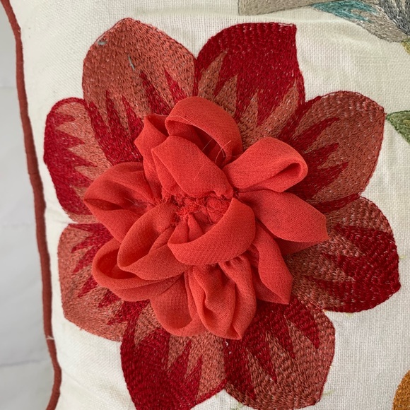 Floral Embroidered Throw Pillow - Picture 3 of 5